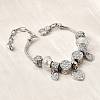 Alloy European Beads Charm Bracelets BJEW-F495-15P-4