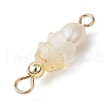 Frosted Flower Natural Cultured Freshwater Pearl & Acrylic Connector Charms PALLOY-JF03590-07-5