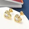 Brass Micro Pave Clear Cubic Zirconia Stud Earrings EJEW-D323-04G-3