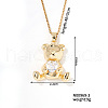 Cute Bear Heart Brass Crystal Rhinestone Pendant Necklaces for Women BF5088-3-1