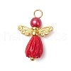Opaque Resin Flower Rose Beads with  Glass Pearl Round Bead and Tibetan Style Alloy Fairy Wing Beads and Brass Ball Head pins Pendants PALLOY-JF03594-3