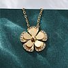 304 Stainless Steel Crystal Rhinestone Flower Necklaces NJEW-R026-03G-2