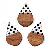 Printed Opaque Resin & Walnut Wood Pendants RESI-TAC0017-59-1