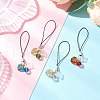 Glass & Acrylic Leaf Charm Mobile Straps HJEW-JM03341-1