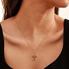925 Sterling Silver Pave Clear Cubic Zirconia Knot Cross Pendant Necklaces for Women NJEW-F323-02G-2