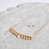 304 Stainless Steel Rhinestone Stud Earrings & Pendant Necklaces Sets FS-WG95951-13-1