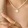 Mother's Day Jewellery 304 Stainless Steel Pave Natural White Shell Constellation Pendant Natural Freshwater Pearl Rice Beaded Necklaces for Women FS-WG631DE-06-1