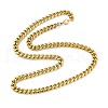 PVD Vacuum Plating 201 Stainless Steel Cuban Link Chain Necklace with 304 Stainless Steel Clasps for Men Women NJEW-M194-01D-G-1