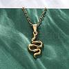 Snake 304 Stainless Steel Pendant Necklaces NJEW-M096-03G-4