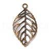 Tibetan Style Alloy Filigree Leaf Pendants TIBEP-Q040-023AB-NR-1