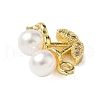 Brass Micro Pave Cubic Zirconia & ABS Plastic Imitation Pearl White Cherry Connector Charms KK-I276-56G-01-2