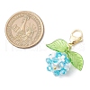 Flower Acrylic & Glass Pearl Pendant Decorations HJEW-MZ00219-04-3