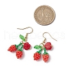 Flower with Cherry 304 Stainless Steel Glass Seed Beads Dangle Earrings EJEW-MZ00419-03-3