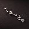 Piercing Jewelry Real Platinum Plated Brass Rhinestone S Shape Navel Ring Belly Rings AJEW-EE0001-54A-2
