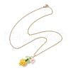 Glass Seed Beaded & Imitation Pearl Flower Pendant 304 Stainless Steel Cable Chain Necklaces for Women NJEW-MZ00115-03-4