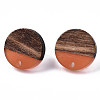 Resin & Walnut Wood Stud Earring Findings MAK-N032-008A-A01-2