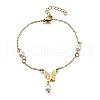 304 Stainless Steel Butterfly Link Bracelets BJEW-C098-01A-G-4