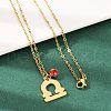 304 Stainless Steel Glass Drill Birth Stone Constellation Pendant Necklaces STAS-D305-08G-G-1
