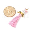 Glass Pearl Round Beaded with Polycotton Tassel Big Pendants PALLOY-MZ00611-03-4