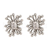 Flower Brass Clear Cubic Zirconia Stud Earrings EJEW-R025-22P-4