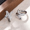 Brass Cubic Zirconia Hoop Earrings EJEW-Q014-39P-5