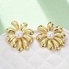 Flower Brass ABS Plastic Imitation Pearl Stud Earrings EJEW-U062-05G-2