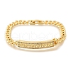 Brass Micro Pave Clear Cubic Zirconia Rectangle Link Bracelets BJEW-F498-01B-G-2