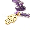 Hamsa Hand /Hand of Miriam Charm Braided Bead Bracelet BJEW-JB06933-5