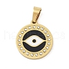 Ion Plating(IP) 304 Stainless Steel Enamel Rhinestone Pendants STAS-Q325-03E-G-1