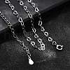 925 Sterling Silver Heart Link Chain Necklaces for Women NJEW-R025-01P-1