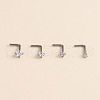316 Surgical Stainless Steel Crystal Rhinetone Flat Round L-Shaped Nose Rings WGCD50A-03-4