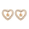 Brass Micro Pave Clear Cubic Zirconia Stud Earring Findings KK-S364-282-1