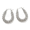 Non-Tarnish 304 Stainless Steel Teardrop Hoop Earrings EJEW-B023-09P-1