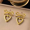 304 Stainless Steel Dangle Stud Earrings EJEW-Q040-02A-G-1
