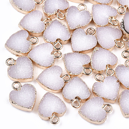 Electroplate Druzy Resin Pendants X-RESI-S366-01H-1