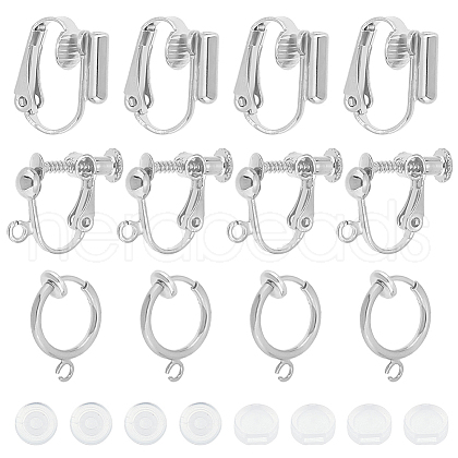 SUNNYCLUE 18Pcs 3 Style Brass Clip-on Earring Findings FIND-SC0003-96S-1