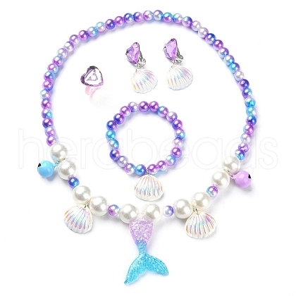 Plastic & Resin Bead Jewelry Set for Kids SJEW-F221-01-1