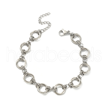 Non-Tarnish 304 Stainless Steel Rings Link Chain Bracelet BJEW-TA00334-02-1