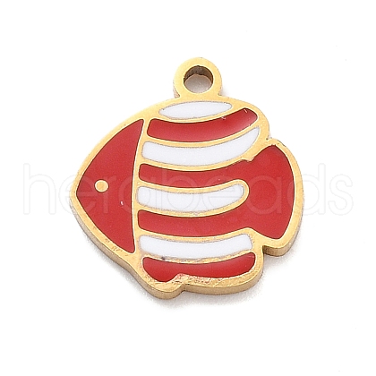 304 Stainless Steel Enamel Charms STAS-R169-04B-G-1