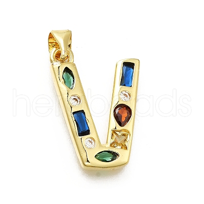 Brass Micro Pave Clear Cubic Zirconia Pendants KK-G521-01G-V-01-1