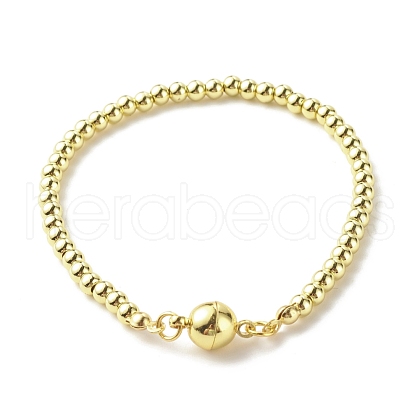 Brass Round Beaded Bracelet with Magnetic Clasp for Women BJEW-JB07629-1