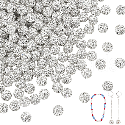   200Pcs Pave Disco Ball Beads RB-PH0001-41E-1