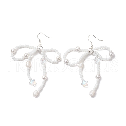 Mother's Day Jewellery Natural Cultured Freshwater Pearl & Glass Beads Dangle Earring EJEW-TA00500-1
