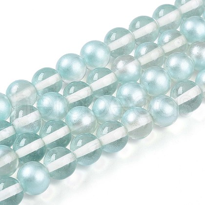 Baking Painted Transparent Glass Beads Strands DGLA-N011-8mm-05-1
