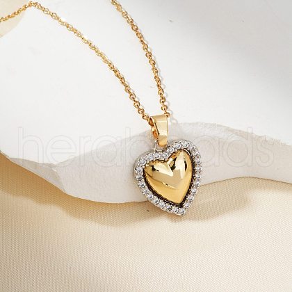 Stylish Brass Micro Pave Clear Cubic Zirconia Pendant Necklaces for Daily Wear EA0793-1-1