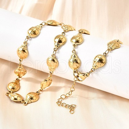 304 Stainless Steel Ladybug Link Chain Necklaces for Women Men NJEW-K249-21A-G-1