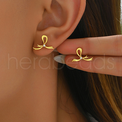 S925 Sterling Silver Ribbon Stud Earrings GA3536-1