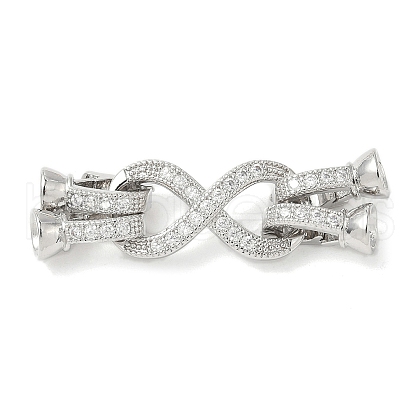 Brass Micro Pave Clear Cubic Zirconia Fold Over Clasps KK-U059-32P-1