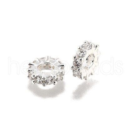 Brass Micro Pave Clear Cubic Zirconia Beads KK-K300-02C-S-1