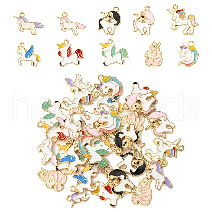 30Pcs 10 Styles Alloy Enamel Pendants ENAM-YW0004-11-1